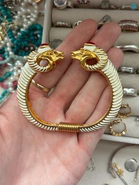 KJL Ram Head Enamel Cuff Bracelet Vintage